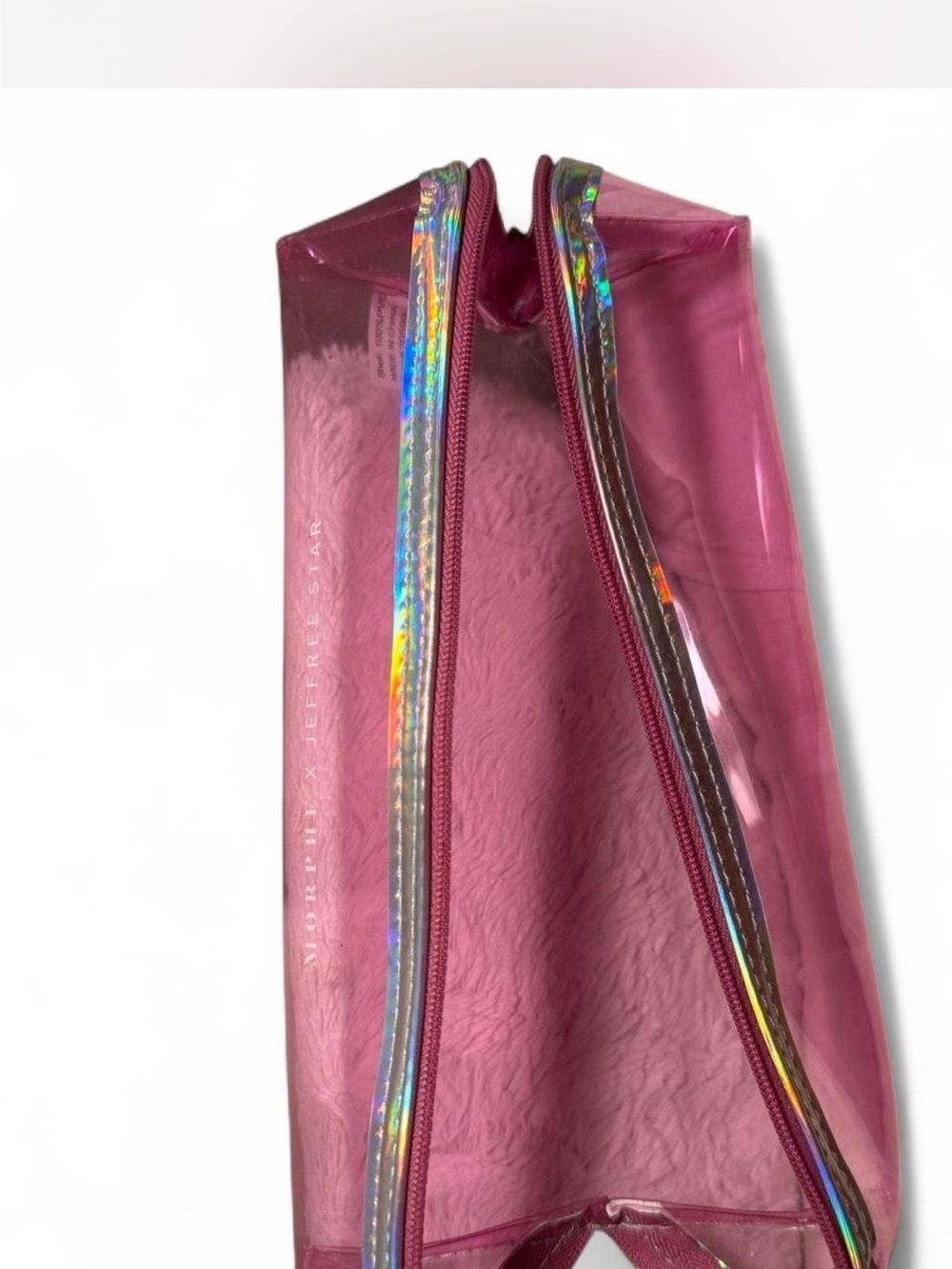 Jeffree Star Pink Clear Cosmetic Tote with Holographic Trim